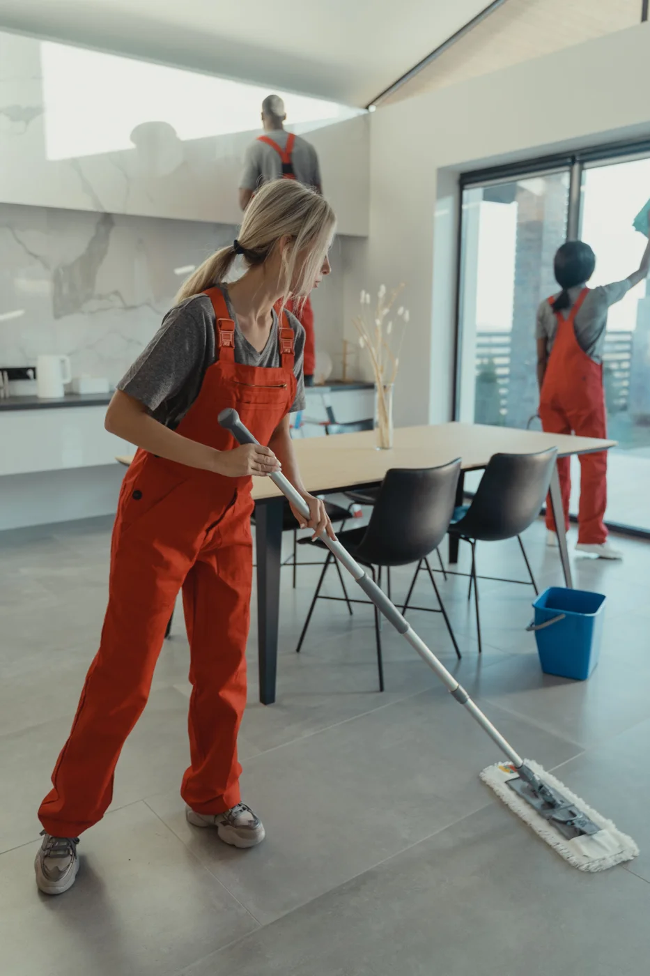 Cleaning professional at work
