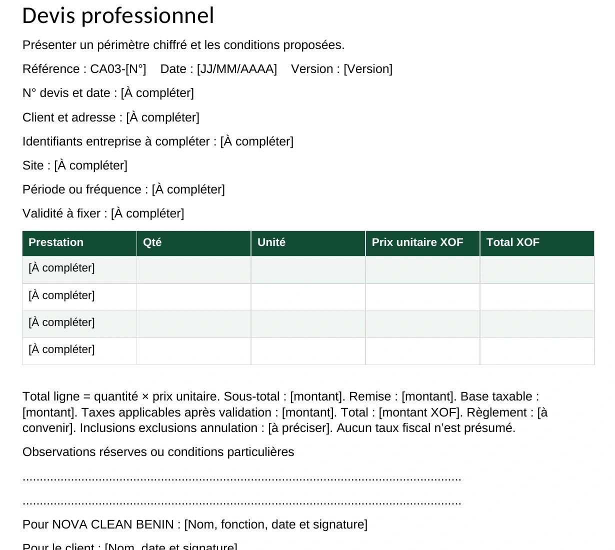 Administrative document example