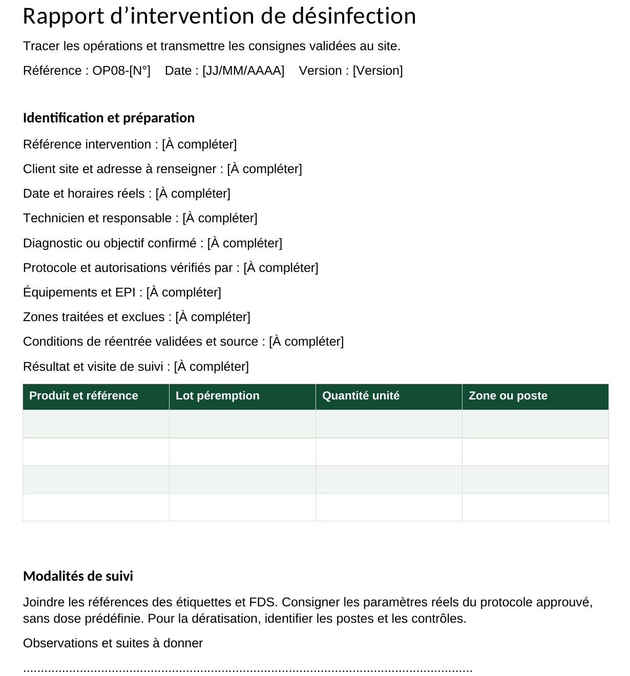 Actual preview of a French operational Word document